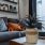 a living room with a couch and a coffee table