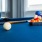 a couple of pool balls on a pool table