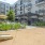 outdoor courtyard with corn toss and spacious paths
